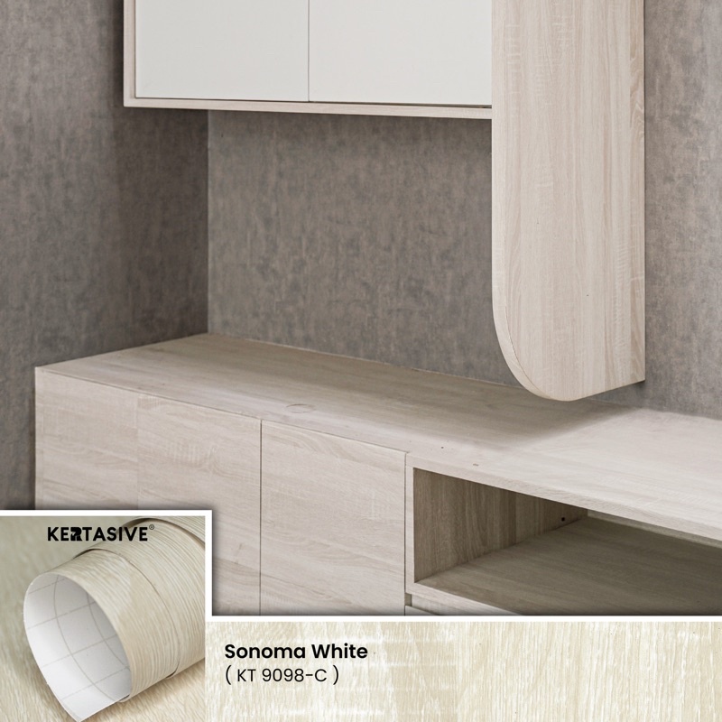KERTASIVE SONOMA WHITE pvc interior film KT9098 sticker stiker pelapis furniture wallpaper krem moti