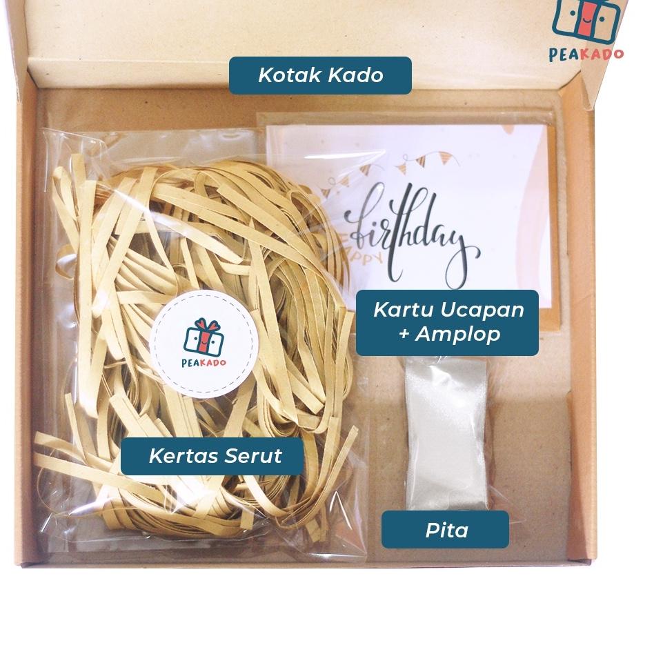 

YRJP Kotak Kado Gift Box Hadiah Ulang Tahun Bungkus Birthday Hampers Model Kardus Corrugated Pita dan Kartu Ucapan Cowok Cewek Bungkusan Tiada Duanya