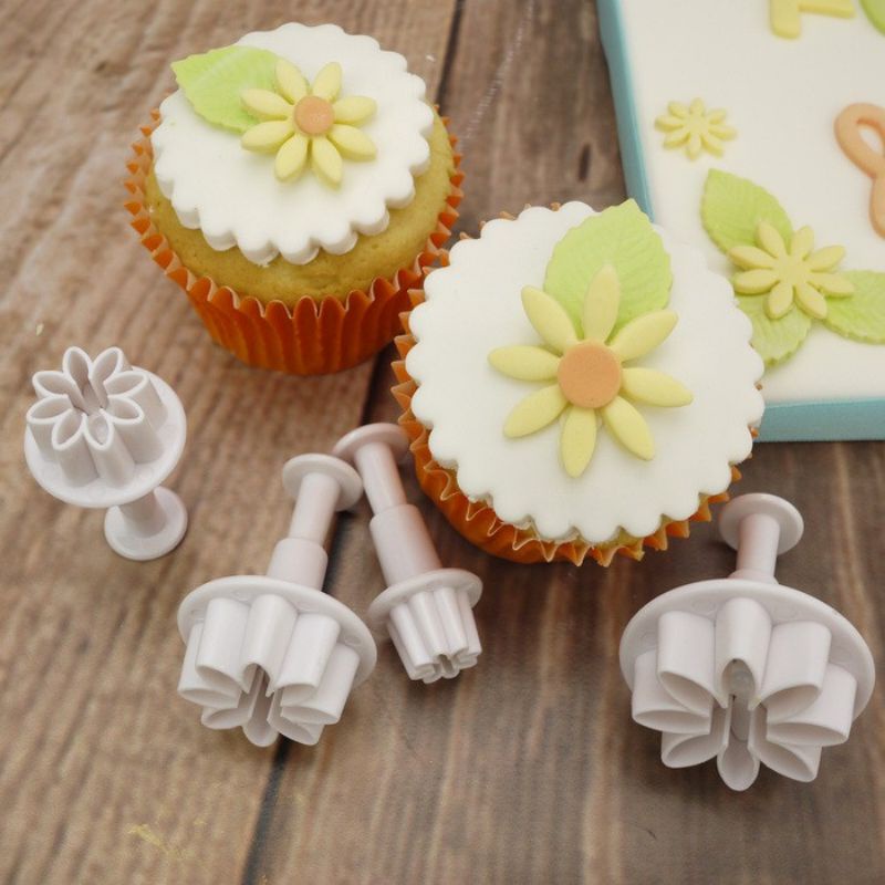 Plunger Daisy isi 4pcs / Cetakan Fondant Bunga / Cutter Bunga Daisy