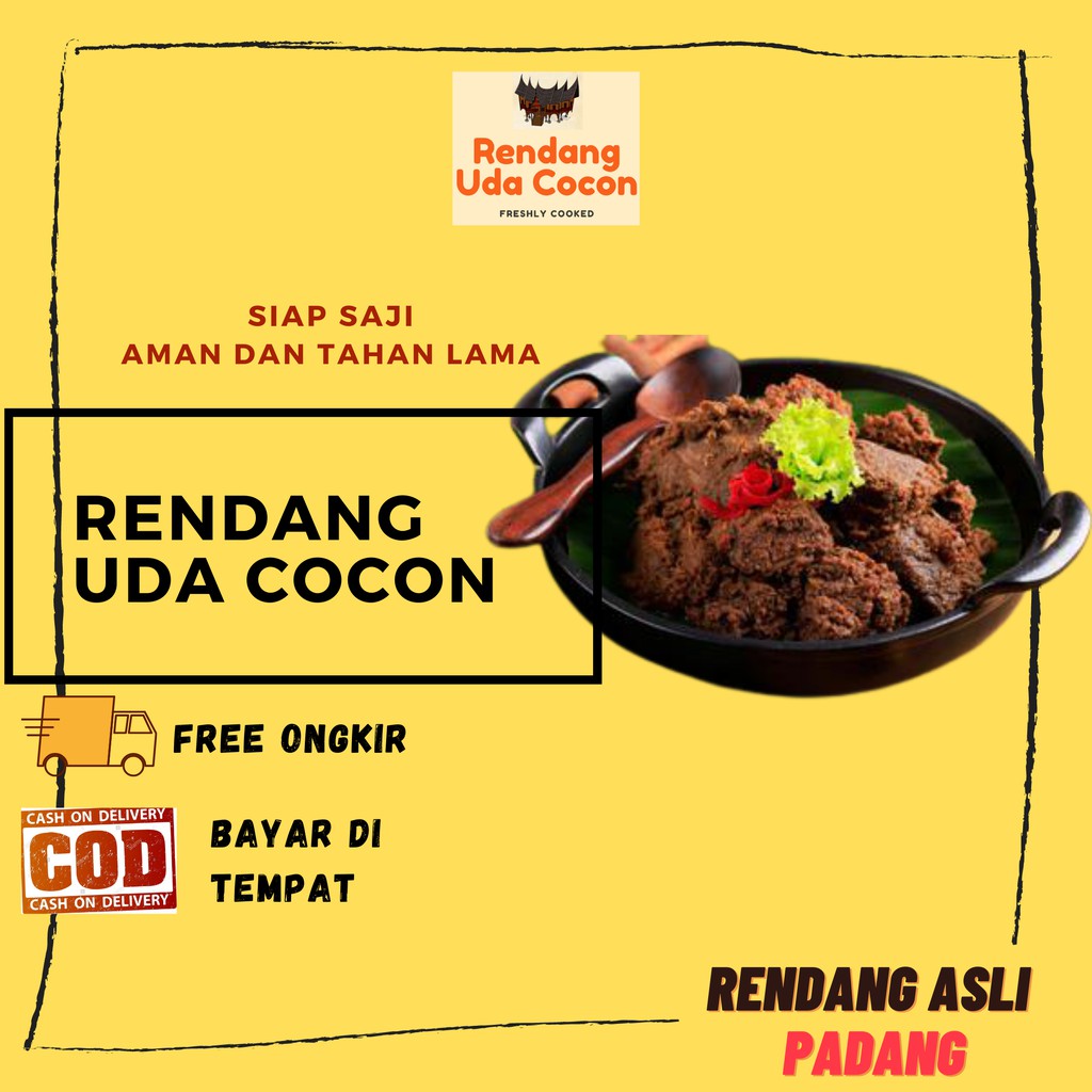 

Rendang Asli Padang - Uda Cocon - Rendang Daging Sapi (250 & 500 g) Daging Lokal - Bukan Frozen-food