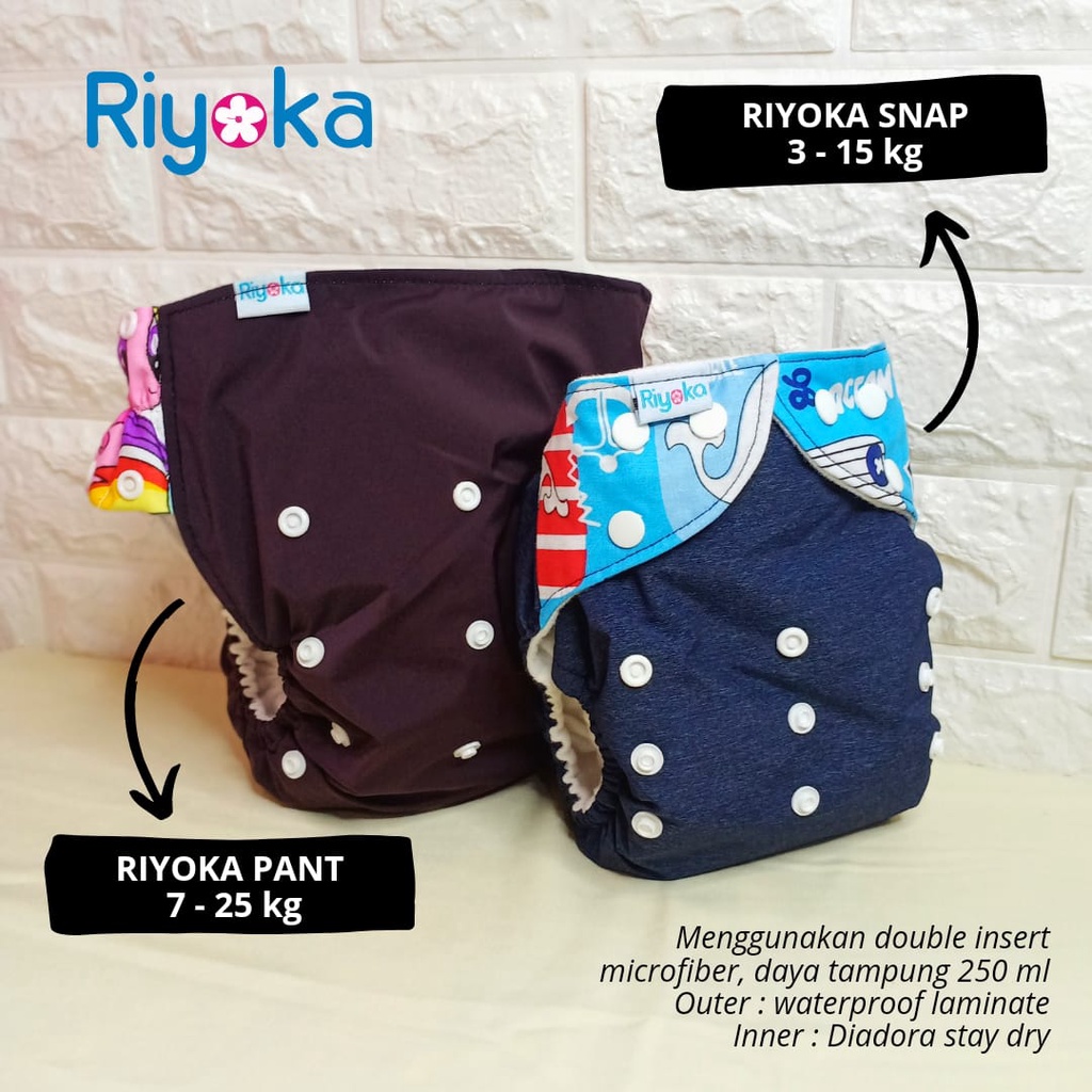 Clodi Riyoka Cloth Diapers Popok Kain Bayi Pempes Pampers Cuci Ulang Clody Snap Kancing Celana Pant 