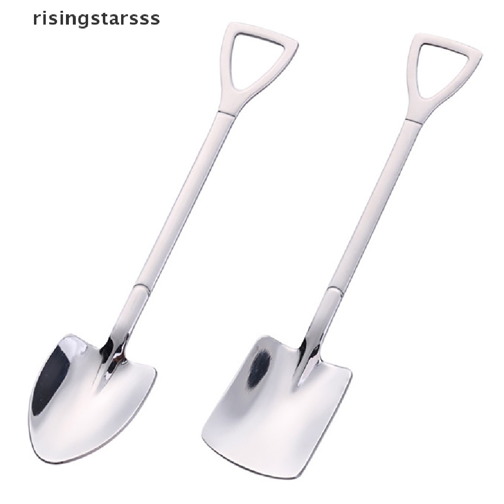 Rsid 2Pcs Sendok Teh / Es Krim / Kopi / Dessert Bentuk Sekop Untuk Hadiah