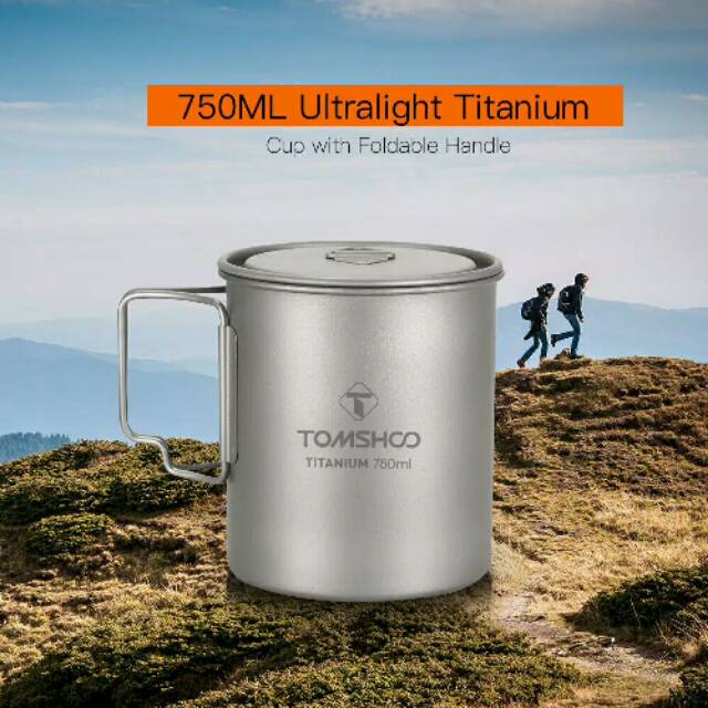 Tomshoo titanium 750ml ultralight portable pot mug camping outdoor