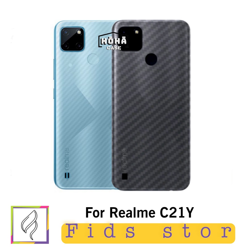 PROMO 4in1 REALME C21Y Case Shockproof + Tempered Glass + Anti Gores CAMERA Free GARSKIN Carbon