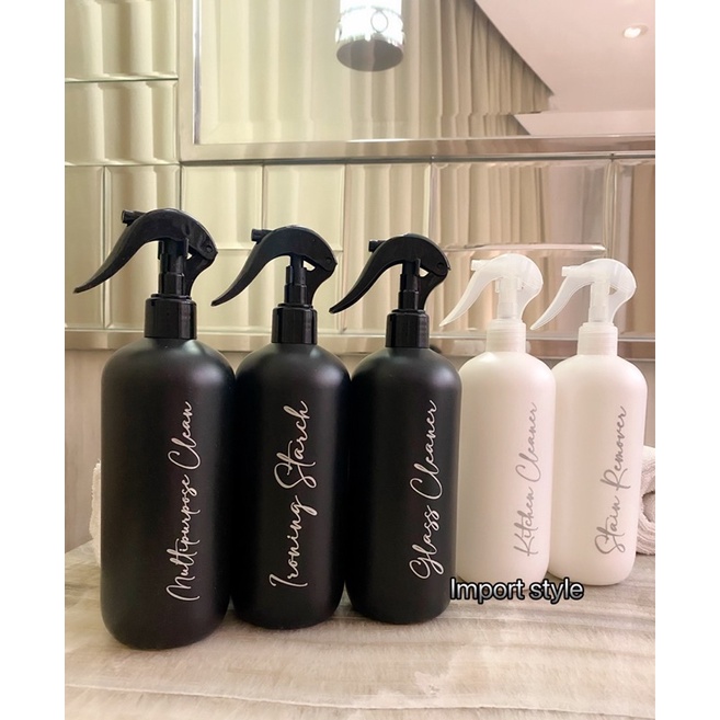 botol spray N24 HITAM PUTIH 500ml SILVER CHIC . aesthetic bottle minimalist refill organizer laundry room serbaguna estetik