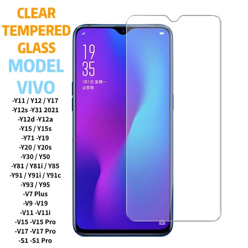 VIVO Y11/Y12/Y15/Y17/Y19/Y12s/Y20/Y20s/Y31/Y30/Y50/Y71/Y81/Y85/Y91/Y93/Y95/S1/V7 Plus/V9 Tempered Glass Screen Protector