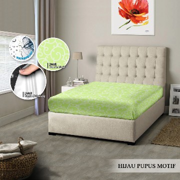 SPREI MONALISA POLOS WATERPROOF - 160x200 anti ompol air water proof polos emboss- 160 QUEEN sp160wpmona-Hijau Pupus Motif