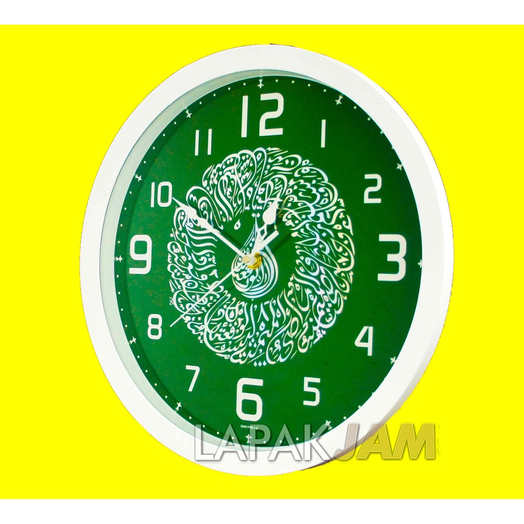JAM DINDING KALIGRAFI WARNA HIJAU HITAM UNIK MINIMALIS HIASAN DINDING 32 CM PT 2040-1