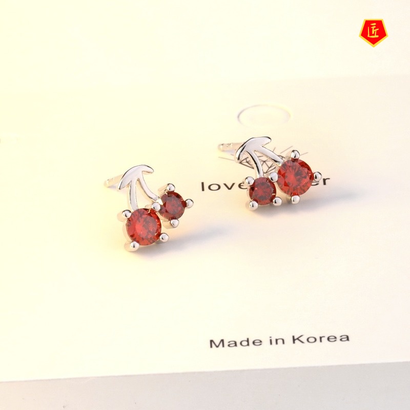 [Ready Stock]Cute New Ruby Cherry Earrings