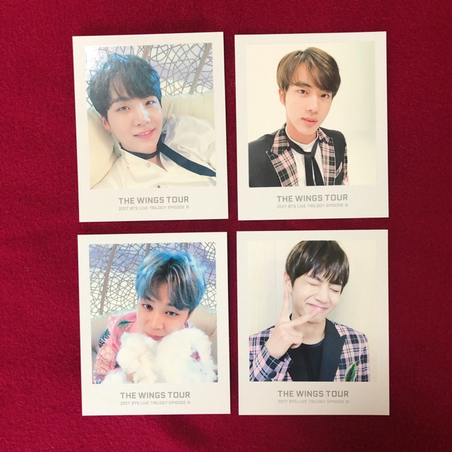 bts the wings tour polaroid ticket album photocard pc [suga / yoongi, jin, jimin, taehyung / v]