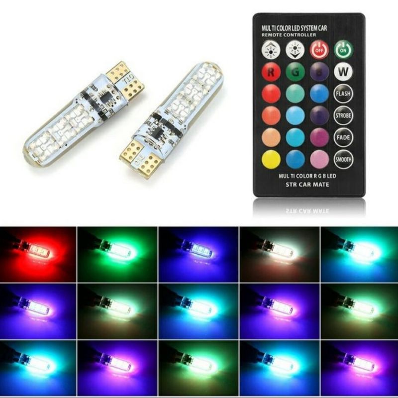 lampu kota lampu senja led T10 RGB 16 warna plus remote