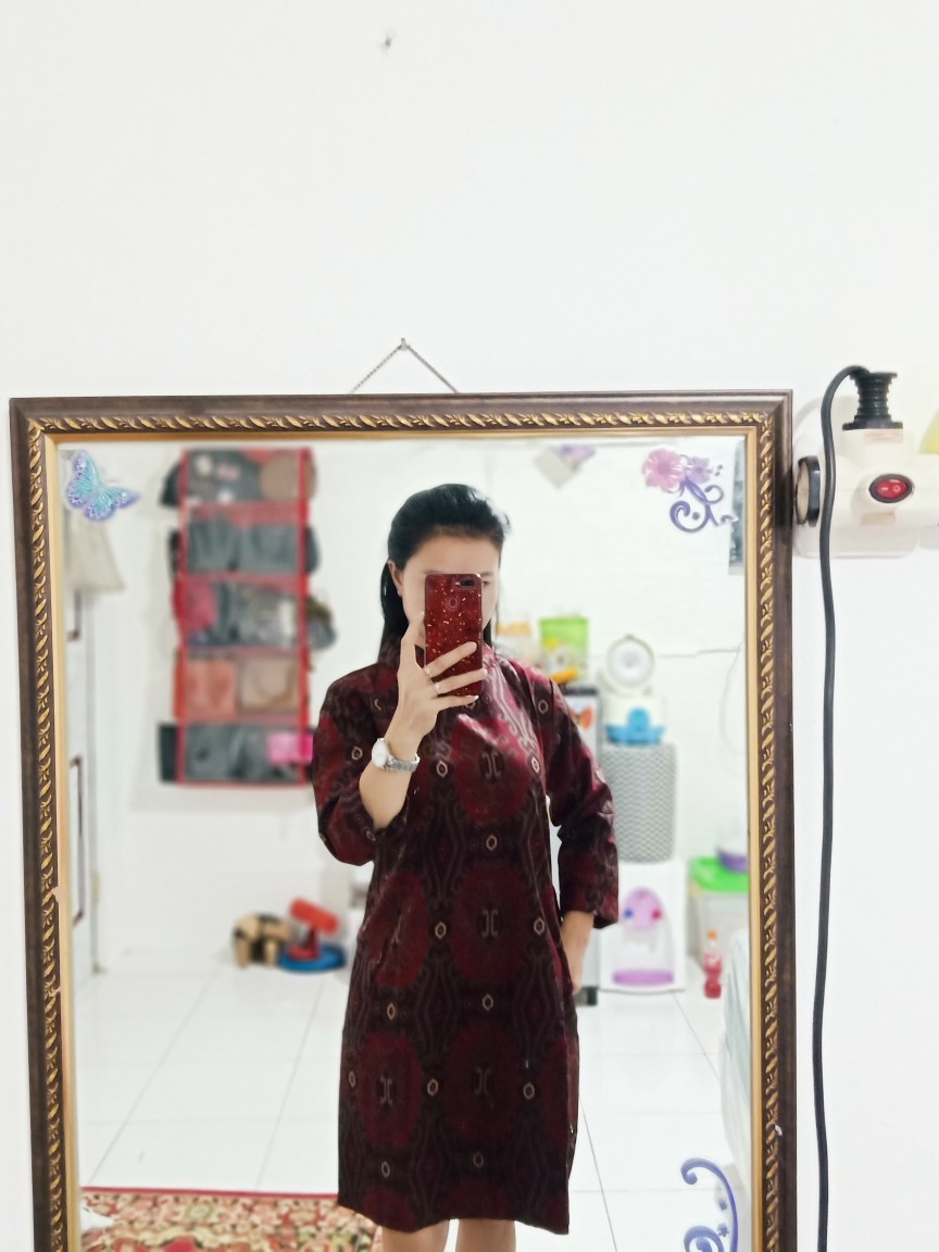 Tey-17 Batik Wanita Asj Sa Hrb026 Kenongo Kemeja Tosca Pendek