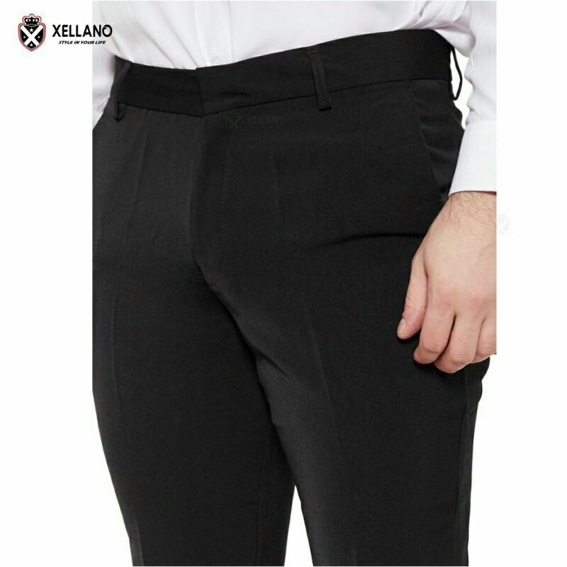 Leeza_9181 Celana Formal Celana Kantor Slimfit Jumbo Pria Hitam &amp; Abu tua (42 - 48)