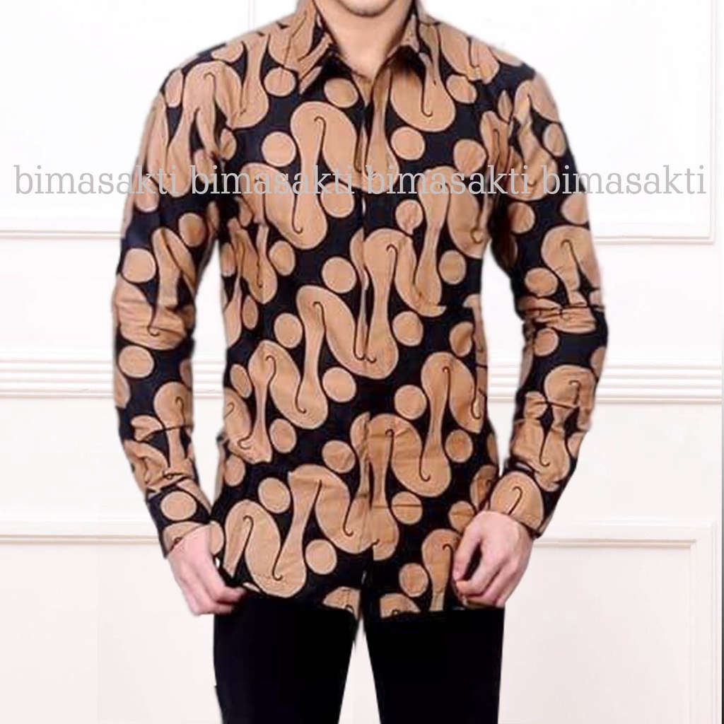 kemeja batik pria lengan panjang lawassan coklat - baju batik pria lengan panjang - kemeja batik cowok lengan panjang - kemeja batik laki laki lengan panjang - bimasakti - kemeja pria terbaru 2022 - kemeja pria kantor terbaru - baju batik cowok kondangan