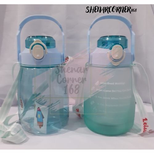 SHENAR BOTOL AIR MINUM ANAK 1.3 L FREE STIKER GEMOY GEMBUL GRADASI RAINBOW / BOTOL MINUM ANAK SEKOLAH TRANSPARAN 1300 ML/ BOTOL BENING VIRAL, SHENARCORNER168