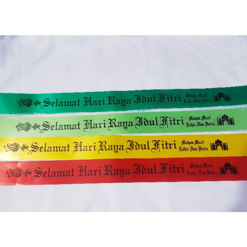 PITA SELAMAT IDUL FITRI BAHAN PLASTIK LEBAR 4CM PANJANG 60CM HARGA PER PC