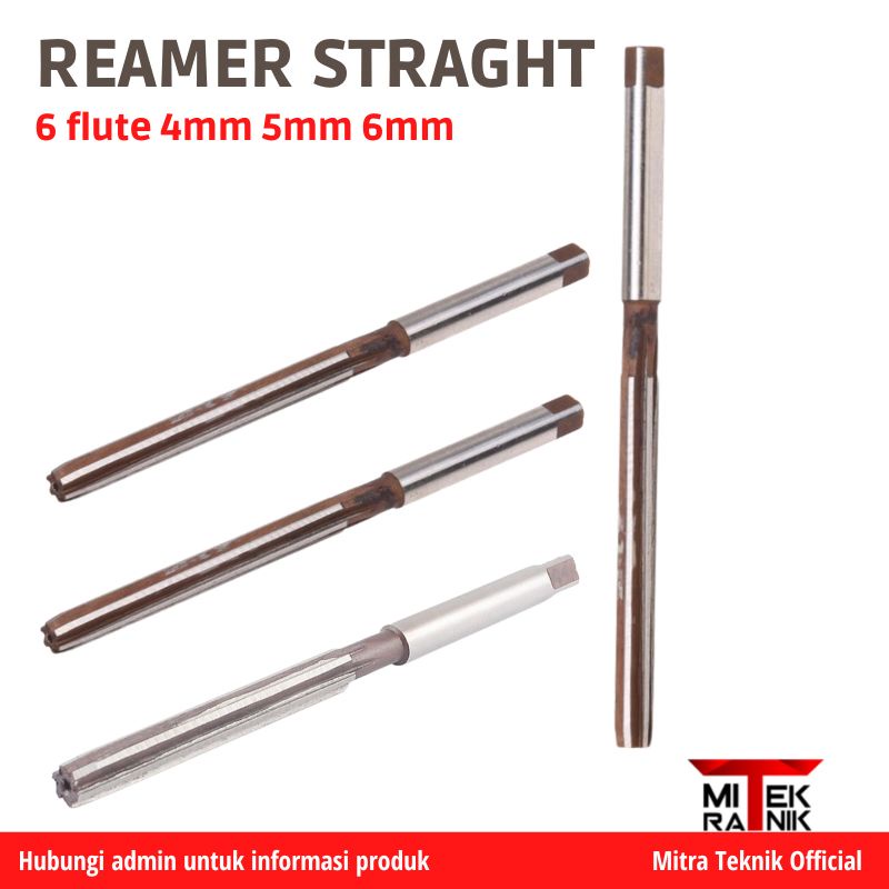 Reamer 4mm 5mm 6mm Hss Straight Flute Bor Reamer Untuk Alumunium Besi