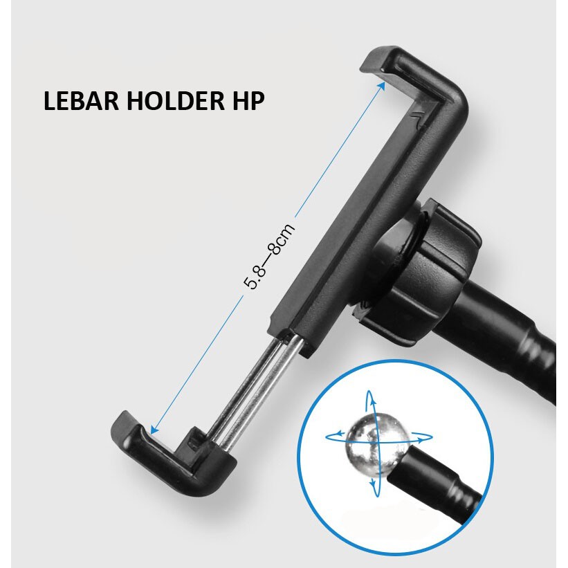 Stand Mic 3 in 1 dengan LED dan Holder HP - Lazypod Smartphone Universal 3 in 1