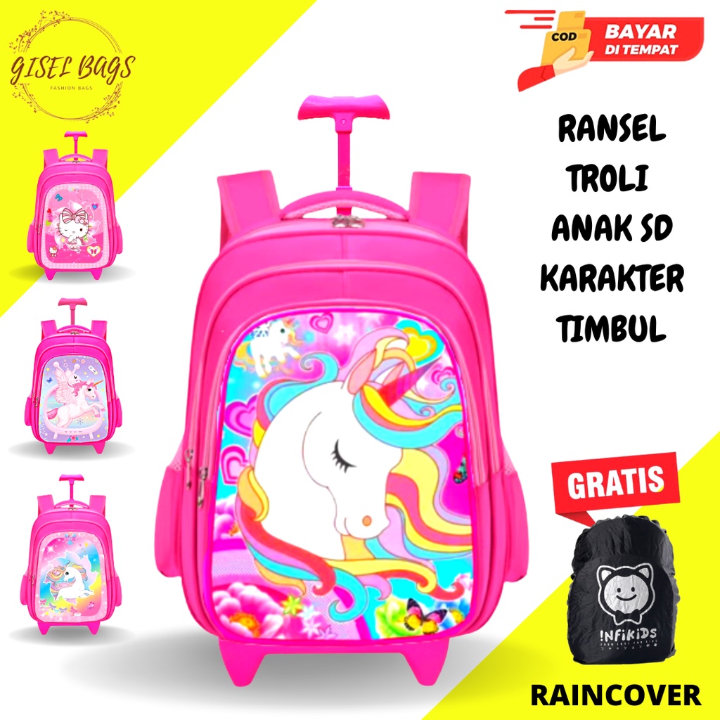 GB-Tas ransel troli anak perempuan tas ransel troli timbul tas ransel troli anak import tas ransel troli anak gambar lucu