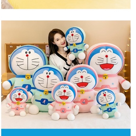 Boneka doraemon kostum tertawa bahagia bahan plush