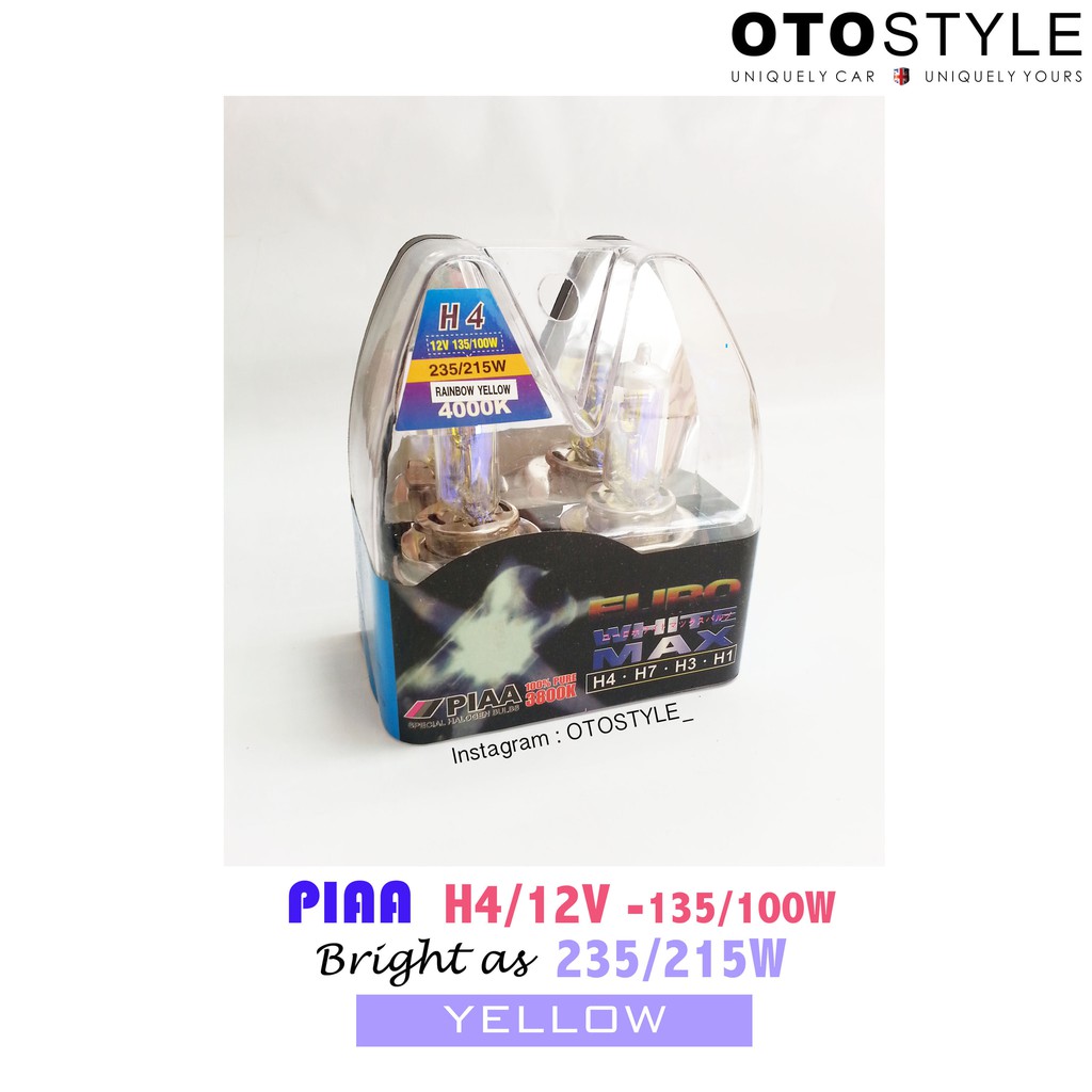 Bohlam Plazma H4 kuning GV 4OOOk Merk PIAA (Halogen) AG22