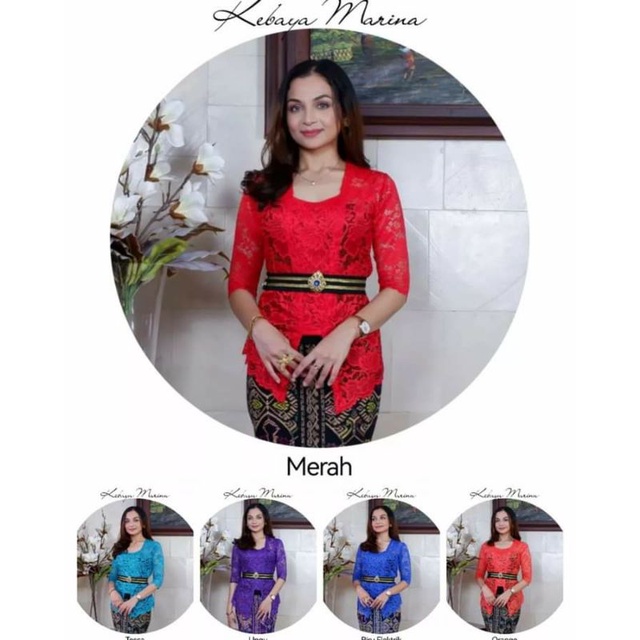 SET KEBAYA BALI JADI KUTUBARU MARINA LENGAN 3/4 STRAIT