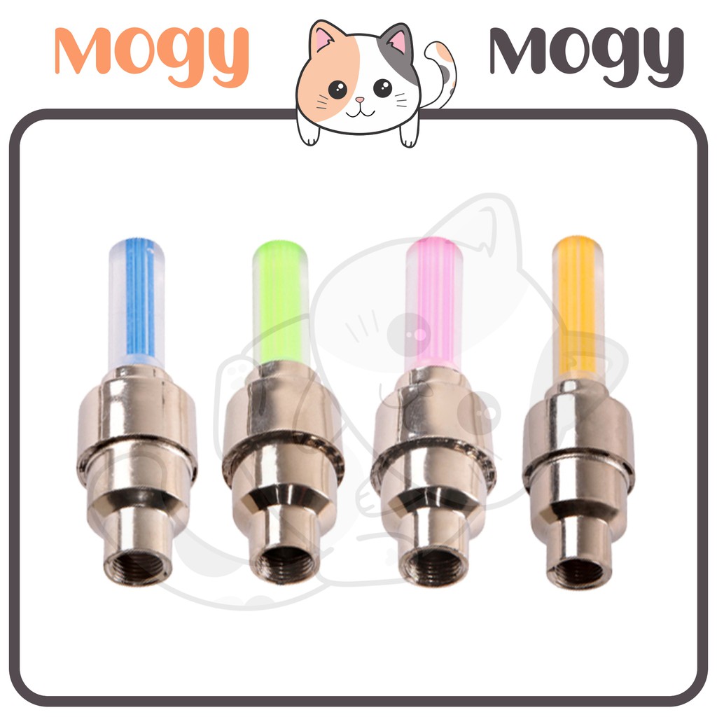 MOGYMOGY HL0079 Tutup Pentil LED 1 Pasang Lampu Hias Ban Sepeda Motor Mobil Warna Warni