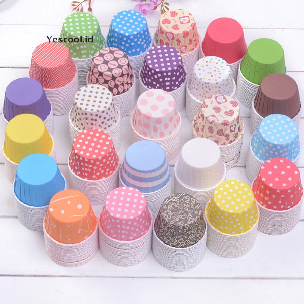 【Yescool】 Random 100 pcs Cupcake Liner Baking Cups Cupcake Mold Paper Muffin Cases Cake Decorating Tools .