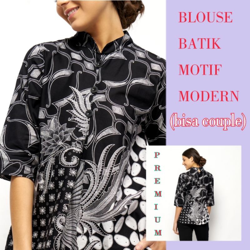 BLOUSE BATIK DAN COUPLE COWOK CEWEK MOTIF MODERN SLIMFIT