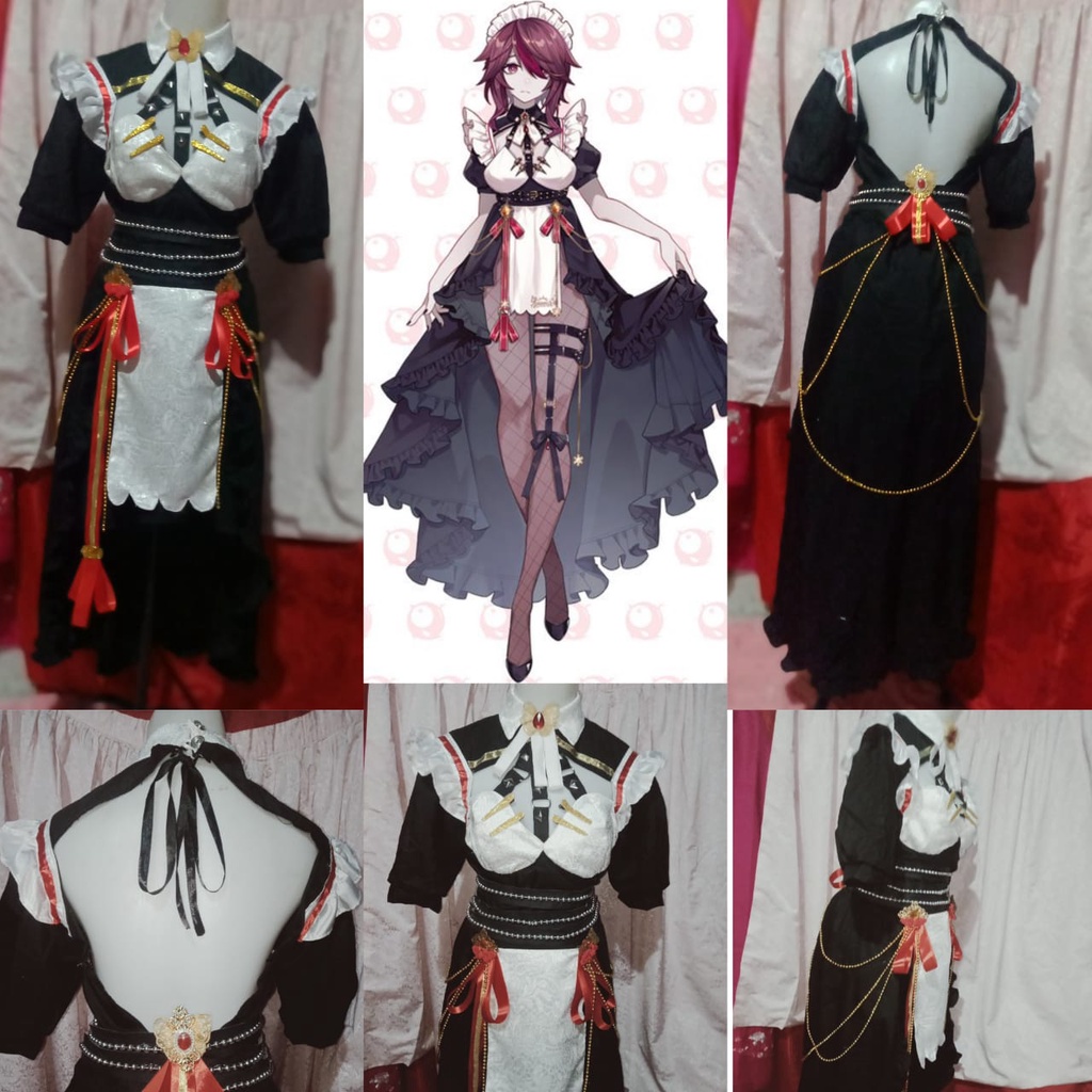 GENSHIN IMPACT ROSARIA MAID Pelayan Waitress Cosplay Kostum