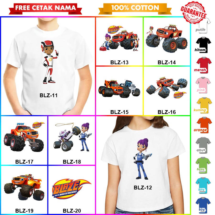 [FREE NAMA!!] Baju Kaos COUPLE  ANAK DAN DEWASA BLAZE BANYAK MOTIF