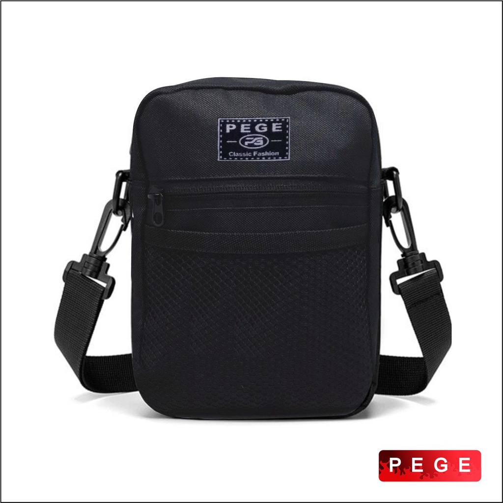 Tas Selempang Bahu Pria Polos Slempang Slingbag Hitam Cocok Untuk Sehari Hari - PG 8884