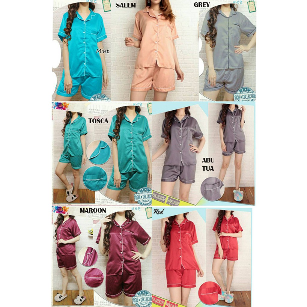 SATIN SHORT - PAJAMAS Collection Piyama Setelan Wanita Murah