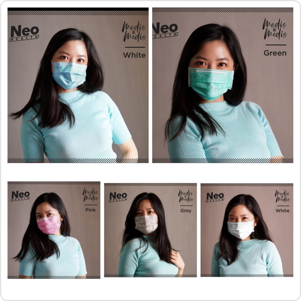 MASKER MEDIS &amp; MODIS NEO HEALTH 3 PLY SURGICAL FACE MASK MIX COLOUR 1 BOX 50 PCS EARLOOP / HEADLOOP