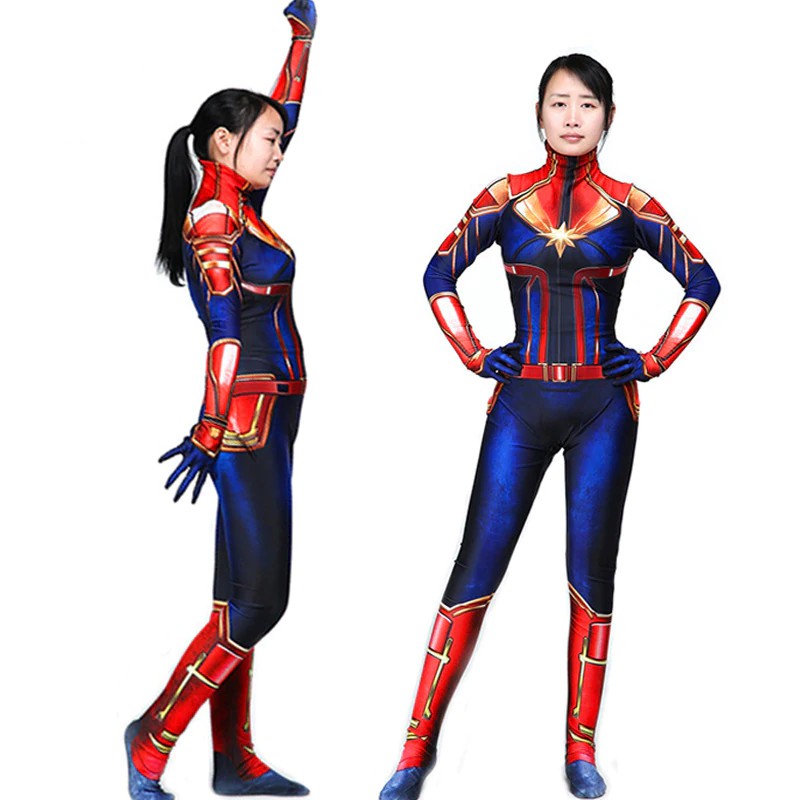 Jual Free Ongkir Superhero Captain Marvel Cosplay Costume Adult Kid Spandex  Lycra Zentai Halloween Indonesia|Shopee Indonesia