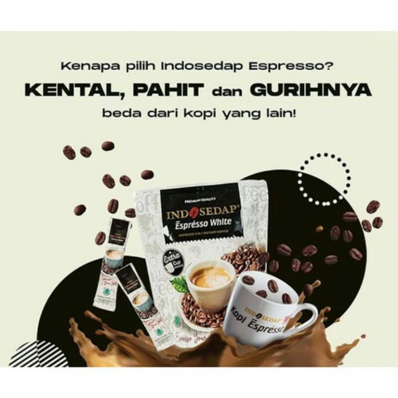 Kopi Indosedap Espresso White 1 pouch isi 6 sachet