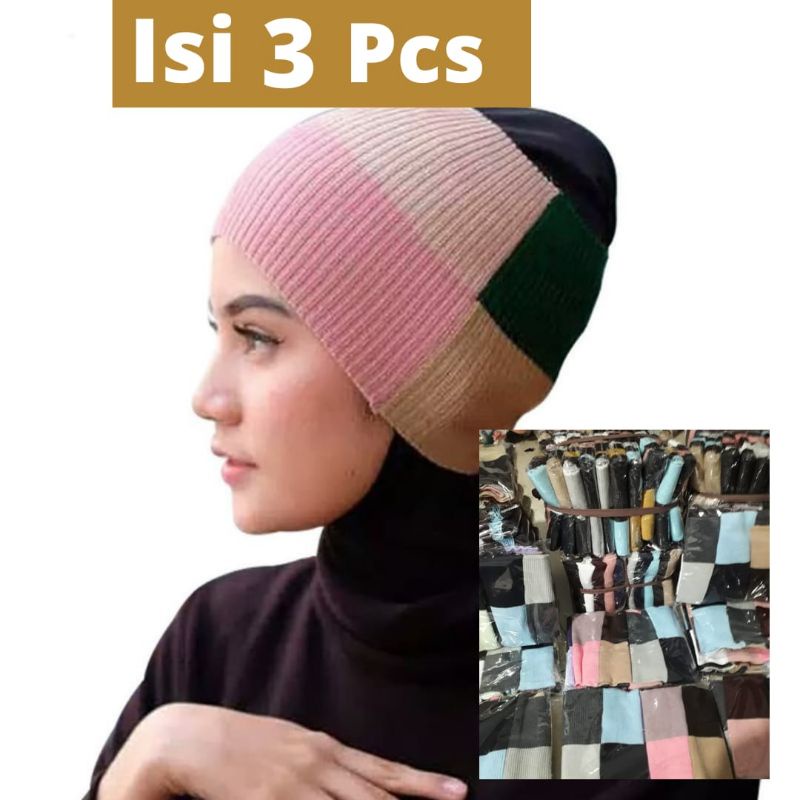 isi 3 pcs paket sepesial / ciput rajut 4 warna daleman hijab