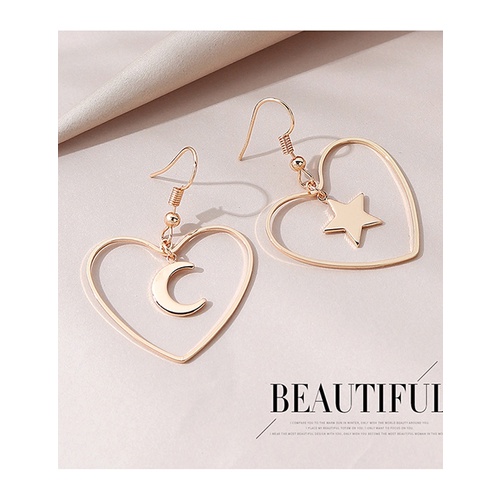 LRC Anting Gantung Fashion Golden Love Xingyue Earrings Y65618