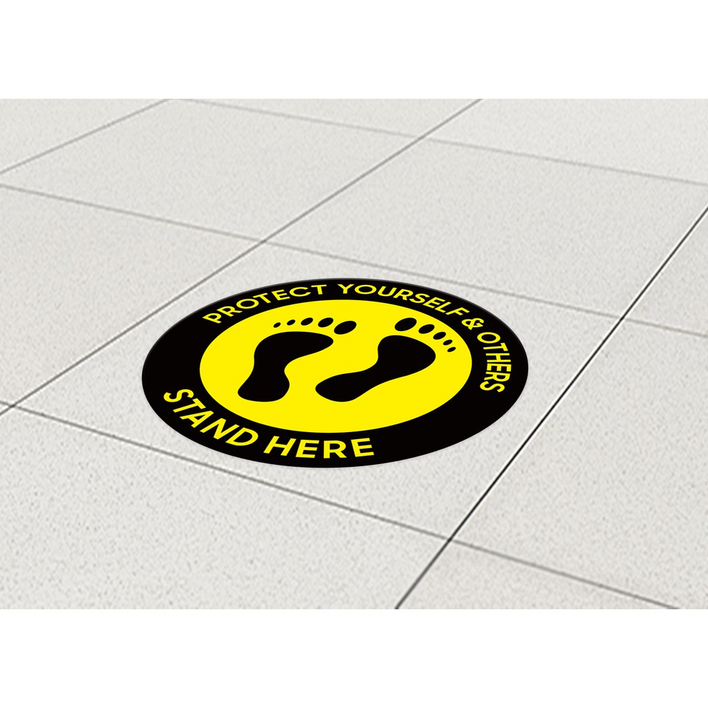 STIKER LANTAI SOCIAL DISTANCING STAND HERE