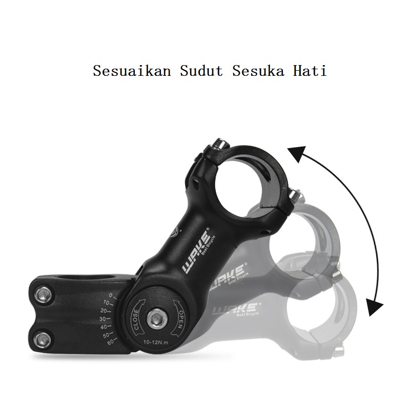 90mm/110mm OS 31.8mm Wake A820 Stem Sepeda MTB Rise Adjustable 0-60 Derajat