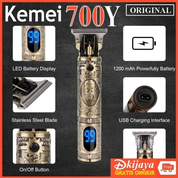 KEMEI 700 Y ORIGINAL Cukuran Rambut CAS Baterai LCD Trimmer Hair Clipper KM 700Y KM700Y