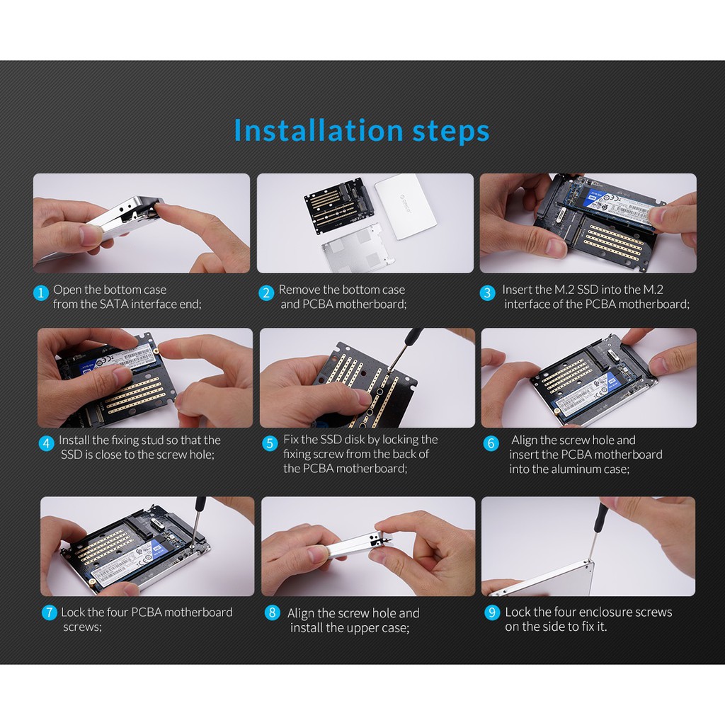 Converter ssd m.2 sata B-key Ngff Msata to Sata 3.0 2.5 inch enclosure adapter Orico 6Gbps ms2ts