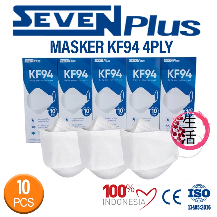 Masker Seven Plus KF94 Warna Basic 4ply isi 10pcs