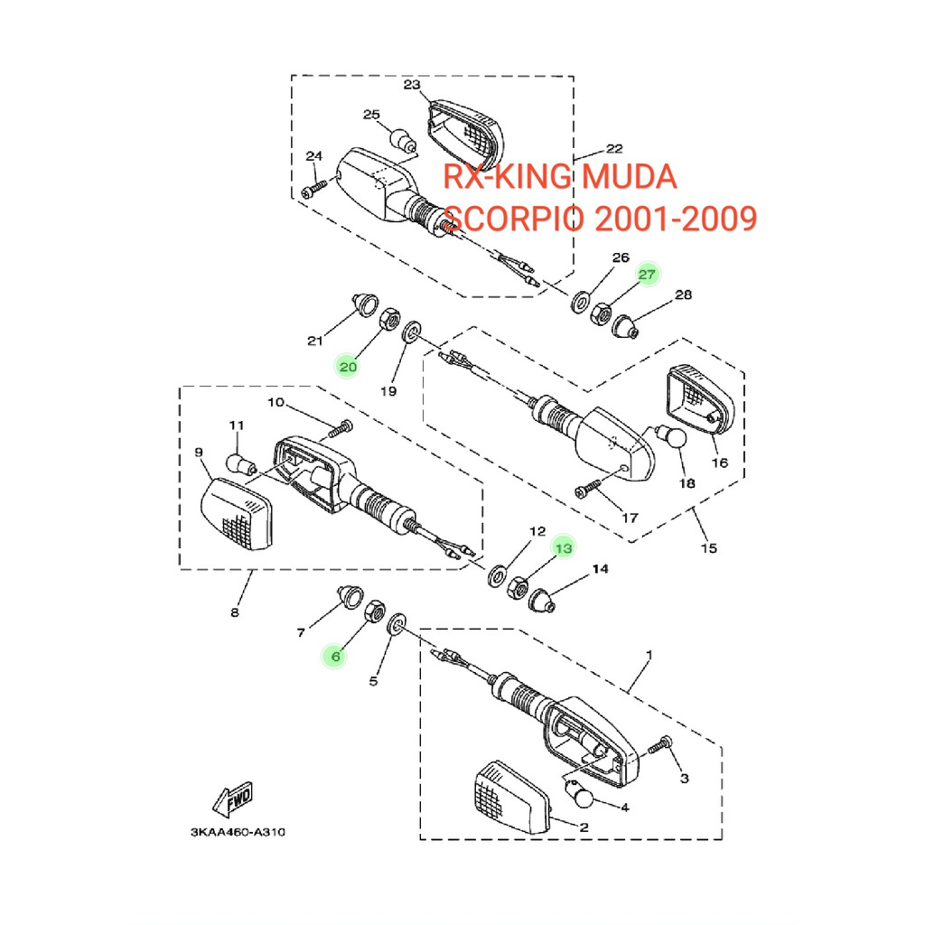 MUR LAMPU SEN SEIN RXKING RX KING SCORPIO Z 2001-2009 ORIGINAL YGP 95307-12700