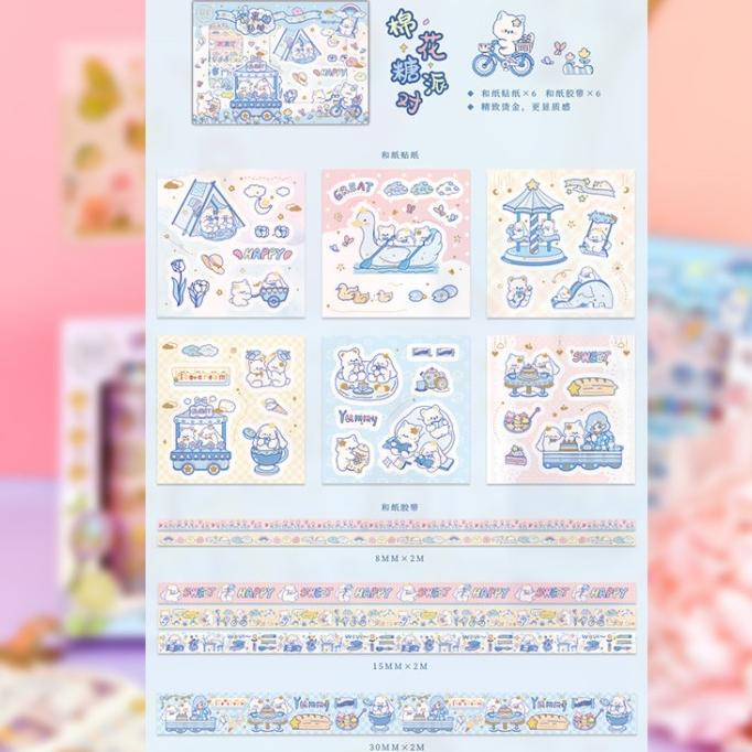 

(BISA COD) Diary Sticker dan Washi Tapes SET (12 pcs/set) stiker Journaling Murah BIG SALE Kode 502