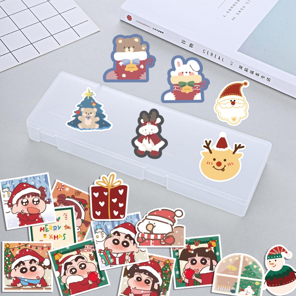60 lucu stiker Natal boneka kartun krayon kecil baru termos Piala stiker bagasi tangan Buku stiker k