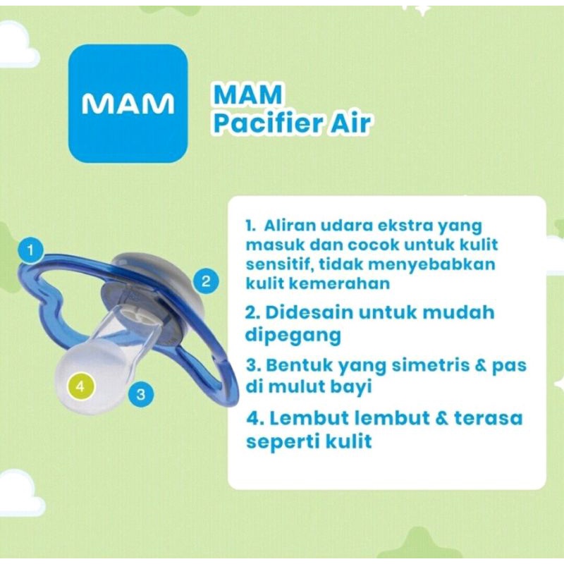 MAM Baby Pacifier Air 0+M &amp; 6+M Orthodontic/Dot Empeng Bayi