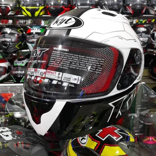 Helm Full Face KYT RC7 Motif Seri #11 White / Black / Gun Metal