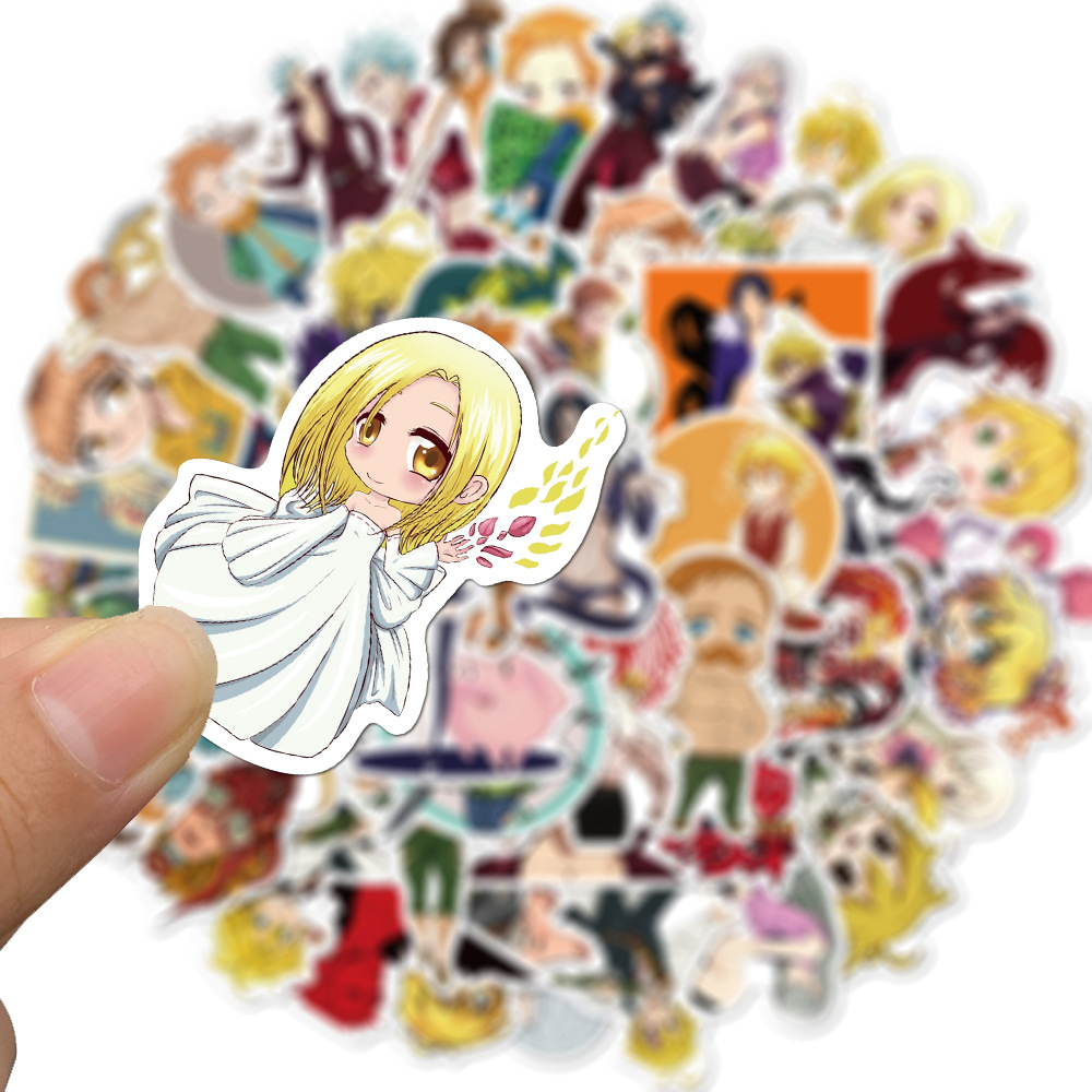 50pcs Stiker Anime Seven Deadly Sins Graffiti Anti Air Untuk Dekorasi Skateboardgitarkomputermobil