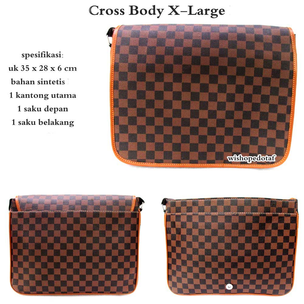 Tas Kulit Crossbody selempang Pria Brown Jumbo